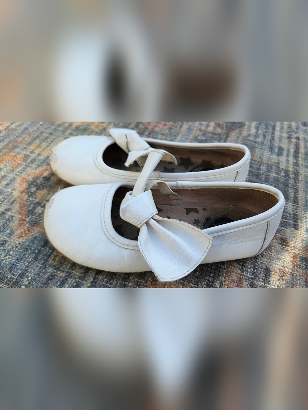 Livie & Luca, Size 11, White With Bow Mary Jane Flats